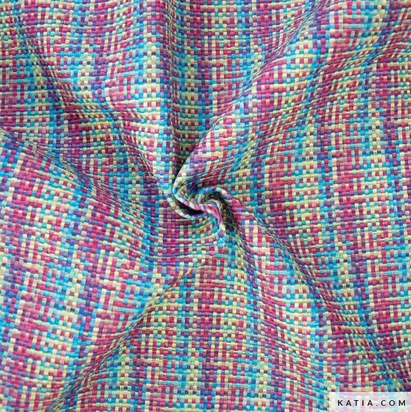 Multicolor kunstleer met textieleffect  - Katia